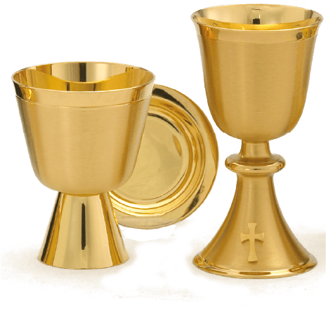 Chapel Chalice & Well Paten - 24K Gold Satin Finish 