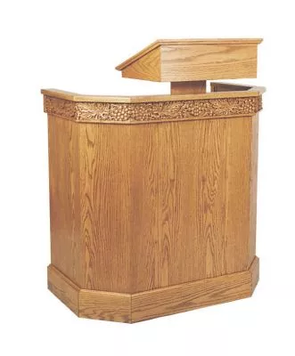 Adjustable Wooden Church Pulpit with Shelf & Carved Trim – 44" to 49"