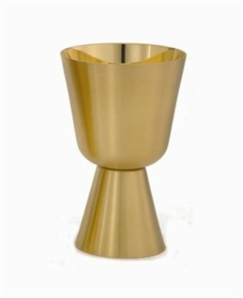 Chalice is available in a 24K Goldplate satin finish. Chalice stands 5 7/8"H. Chalice holds 11 oz.