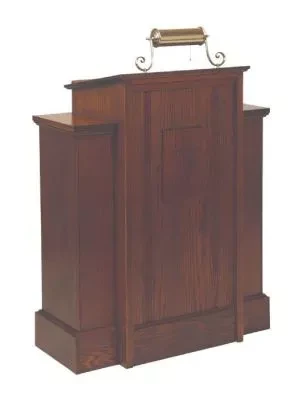 Wooden Church Pulpit with Cross & Interior Shelf – 45"