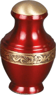 Red and Gold Brass Remembrance Urn - 3"H