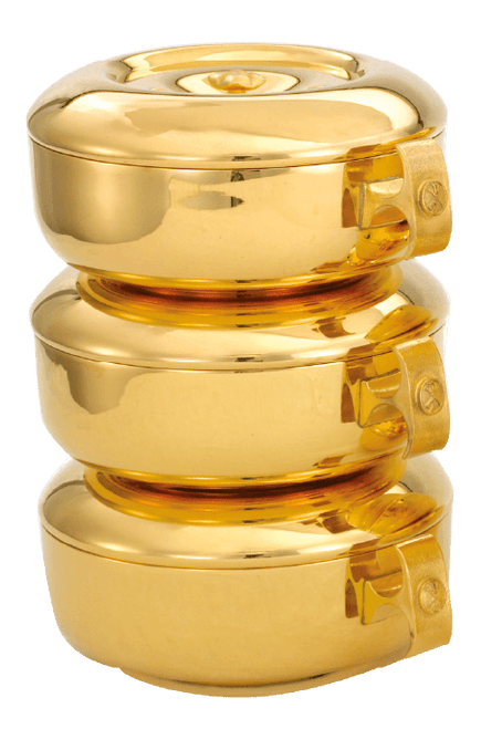 24K Gold-Plated Single or Stacking 3-Piece Ciboria Set - High Polish Finish