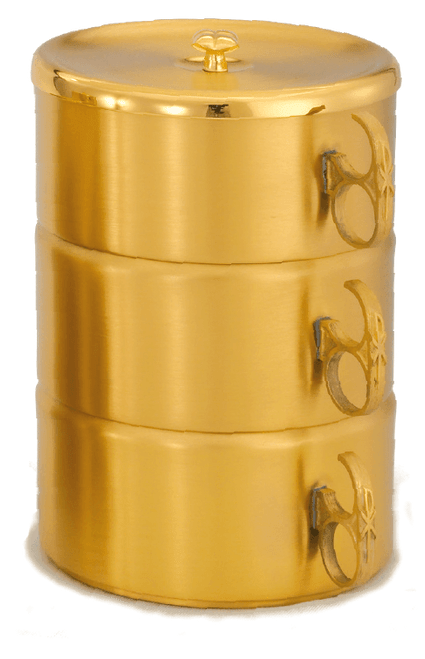 24K Gold Single or Stacking Ciboria 3-Piece Set - Satin Finish