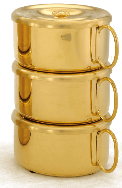 24K Gold-Plated Single or Stacking Ciboria 3-Piece Set - High Polish Finish 