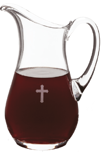 Glass Flagon with Etched Cross - 48 Ounces 