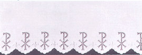 Beautifully embroidered designs on 100% pure linen. Linens are hand-scalloped and 4 3/4 oz Linen, woven at 120 threads per inch. This fabric is sold by the yard and is available to an overall width of 52" and maximum length of 15 yards. We can hem your altar cloth to your requirements at an additional charge. Supply dimensions as shown on the diagram.  Please call 1 800 523 7604 for help with measuring and ordering.  Fabric in NOT RETURNABLE
How to measure:
Dimensions: Specify the measurements in Inches According to the Chart: eg. A=36", B=8", C=54", D=40".
Total Length: C + (D x 2) For above sample the length is 134"
