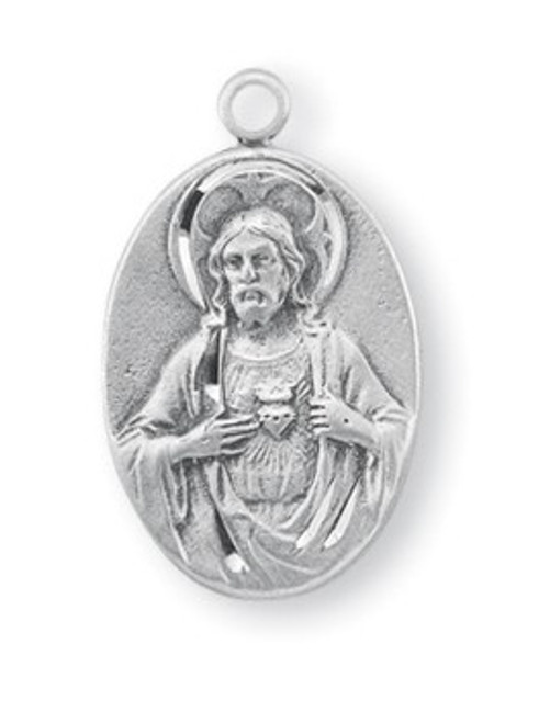 7/8" Sterling Silver Scapular Medal with a genuine rhodium 18" chain in a deluxe velour gift box.