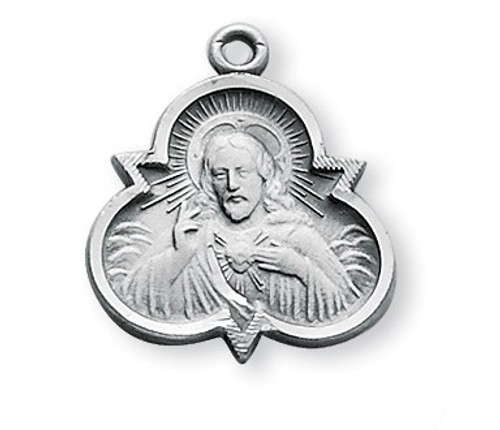 7/8" Sterling Silver Scapular Medal with OL of Mt. Carmel on reverse side comes with 18" Chain and a deluxe velour gift box.