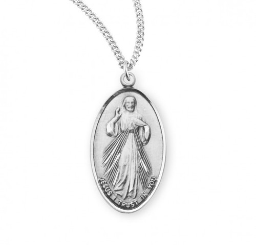 Sterling Silver or Gold-over Sterling Silver Divine Mercy with St. Faustina Medal - 18" Chain