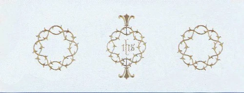 Golden IHS & Crown of Thorns Embroidered Washable Fitted Altar Cloth