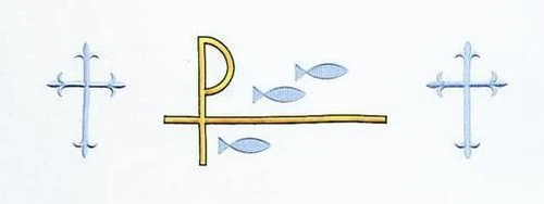 Chi Rho & Fish Embroidered Washable Fitted Altar Cloth
