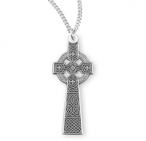 Sterling Silver Ornate Celtic Cross - 18" Chain
