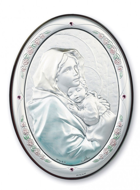 7" x 5" Sterling Silver Madonna of the Street Plaque