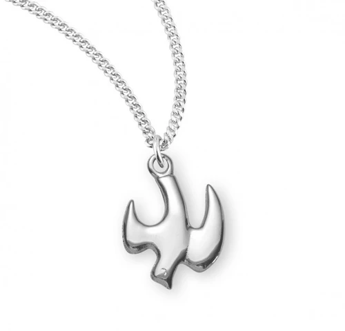 Sterling Silver or Gold-over Sterling Polished Holy Spirit Medal - 18" Chain