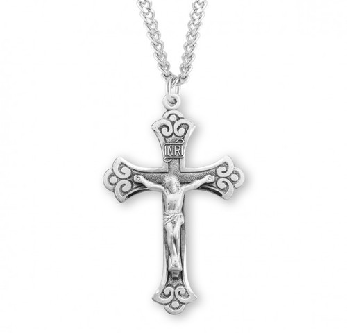 Sterling Silver Flared Crucifix Pendant - 24" Chain