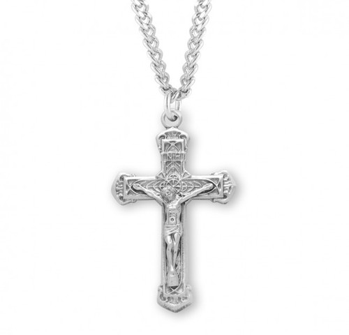 Sterling Silver Ornate Crucifix Pendant - 20" Chain