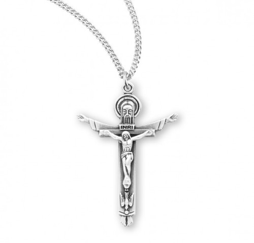 Sterling Silver or Gold-over Sterling Silver Holy Trinity Crucifix - 18" Chain