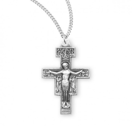 Sterling Silver San Damiano Cross - 18" Chain