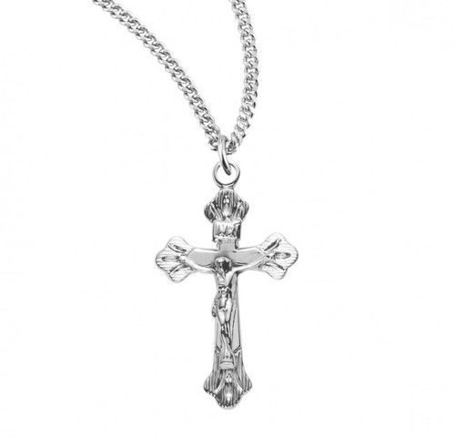 Sterling Silver or Gold-over Sterling Silver Flare-Tipped Crucifix - 18" Chain