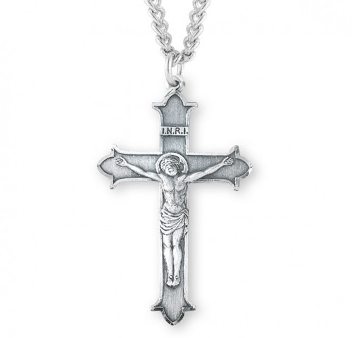 Sterling Silver Flare-Tipped Crucifix Pendant - 24" Chain