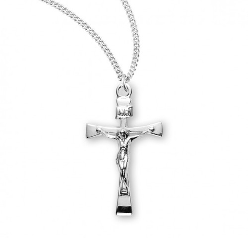 Sterling Silver or Gold-over Sterling Silver Slim Crucifix Pendant - 18" Chain