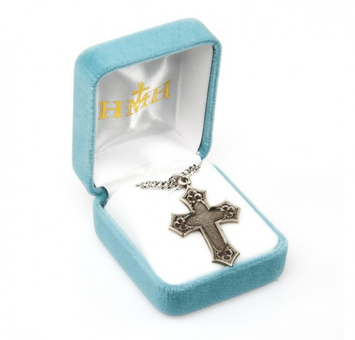 Sterling Silver Antique-Style Gothic Style Cross - 24" Chain