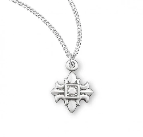 Sterling Silver or Gold-over Sterling Silver Fleur De Lis Cross - 18" Chain