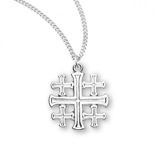 Sterling Silver or Gold-over Sterling Silver Jerusalem Cross Pendant - 18" Chain