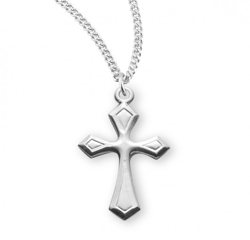 Sterling Silver or Gold-over Sterling Silver Fancy Cross Pendant - 18" Chain