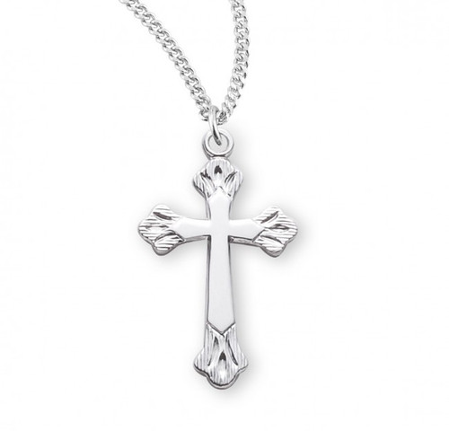Sterling Silver or Gold-over Sterling Silver Flare-Tipped Cross Pendant - 18" Chain