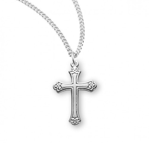 Sterling Silver or Gold-over Sterling Silver Etched-Design Cross Pendant - 18" Chain