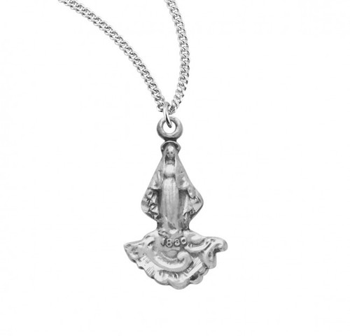 Sterling Silver Our Lady of Grace Silhouette Pendant - 16" Chain