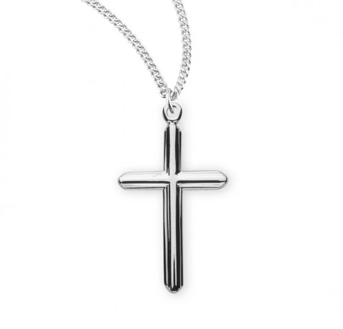 Sterling Silver or Gold-over Sterling Silver Layered Cross Pendant - 18" Chain