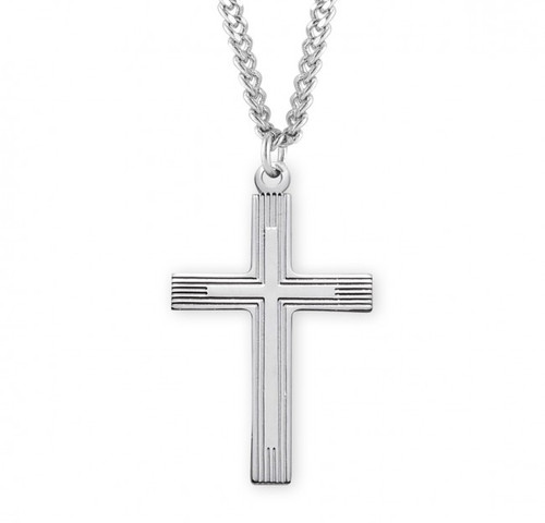 Inlayed Cross Pendant - 24" Chain