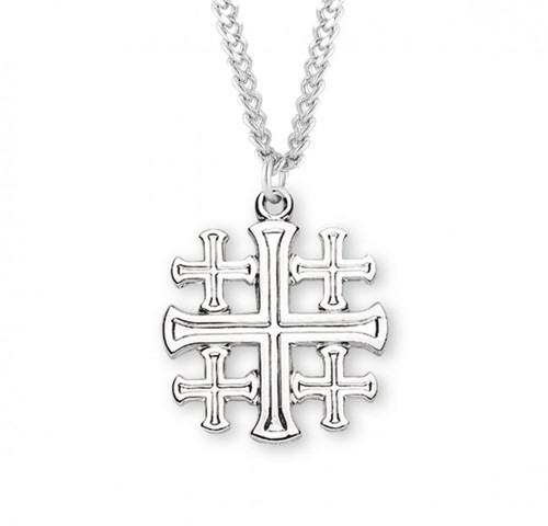 Sterling Silver Large Jerusalem Cross - 24" Chain