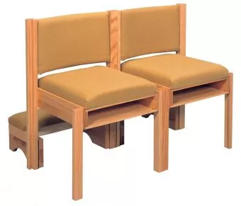 Positive-Locking Full-Back Church Chair with Dual Book Racks – Optional Sliding Kneeler