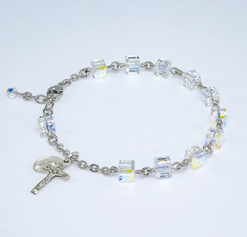 Swarovski Crystal Cube Rosary Bracelet 