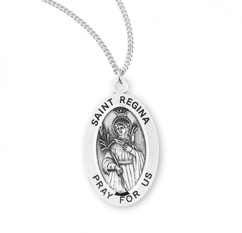 Sterling Silver Oval St. Regina Medal