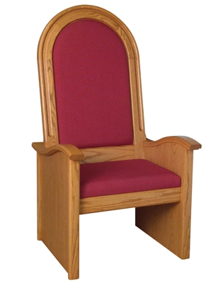 Wooden Celebrant Sanctuary Chair with Upholstered Seat & Back – Optional Side Book Rack – 46"