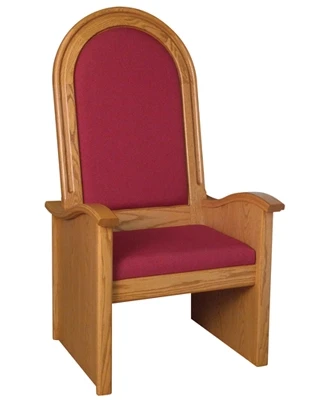 Wooden Celebrant Sanctuary Chair with Upholstered Seat & Back – Optional Side Book Rack – 46"