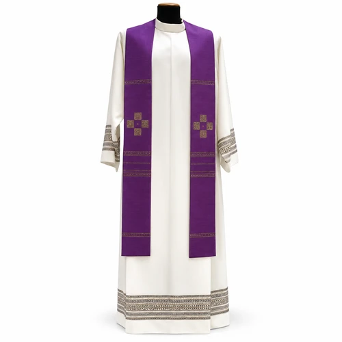  Linea Style Overlay Stole with Gold Embroidery