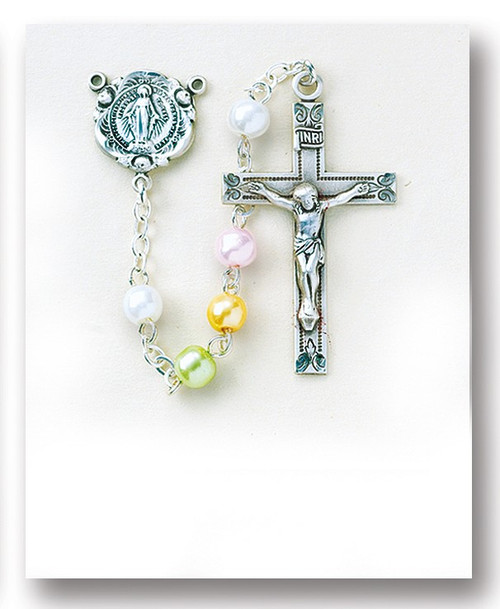 Rosary, 5mm Multi Color Faux Pearl Beads 1247
