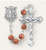 New England pewter rosary made with 6mm round genuine gold sand beads. Exclusive designed sterling silver Miraculous centerpiece and sterling silver 1-7/8”crucifix. Handmade in the USA. Presented in a deluxe velour metal gift box.