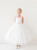  Girls white communion dress with rhinestone belt and tulle skirt 