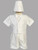 Shantung with embroidered cross on vest and short. Sizes XS  (3-6 mos), S (6-9 mos), M 9-12 mos), L (12-18 mos), XL (18-24 mos), 2T, & 3T. 
