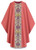 Rose - In Dupion,fabric made of 70% man-made fibers and 30% viscose with Regina orphreys, a multi-colored brocade. Width 59", length 53". Plain "0" neckline.  Available in  green, beige, red, rose, and purple.  These items are imported from Europe. Please supply your Institution’s Federal ID # as to avoid an import tax. Please allow 3-4 weeks for delivery if item is not in stock.
