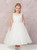 Communion Dress - Illusion Neckline with Lace Applique Bodice 