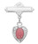 Blue or Pink Enameled Miraculous Medal Heart Bar Pin 