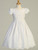 This stunning First Holy Communion dress offers a simple style and subtle beauty. The cotton dress features beautiful eyelet detailing and is a great option for your daughter or granddaughter.

Details:

Made with cotton
Lace trim on the waist
Eyelet details
Bottom of dress is scalloped
Tea length
Cap sleeves
Made in the U.S.
3 Dress Limit