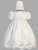 Shantung Christening Dress with Cutwork.  Bonnet included.   Made in USA. 